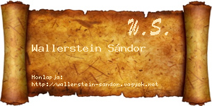 Wallerstein Sándor névjegykártya